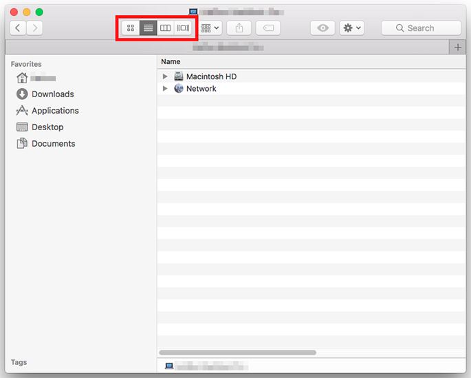 Click the List view button at the top of the Finder window